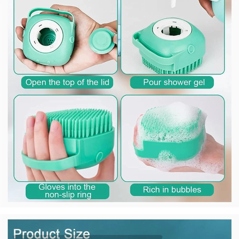 DUALSHINE Upgraded Dog Bath Brush,Dog Scrubber Best Pet Bathing Tool & shampoo